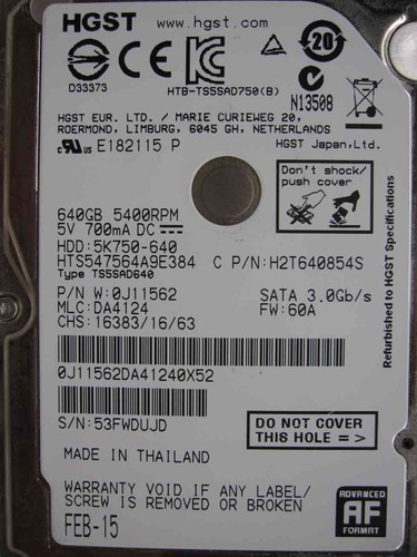 Hgst 640 hts547564a9e384 - hgst, gb