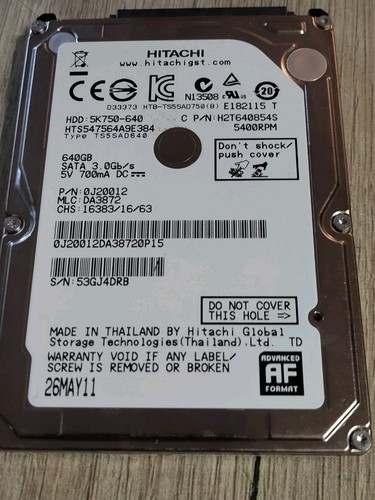Hitachi hdd 640gb 5zoll - hdd, 640gb-2.5zoll